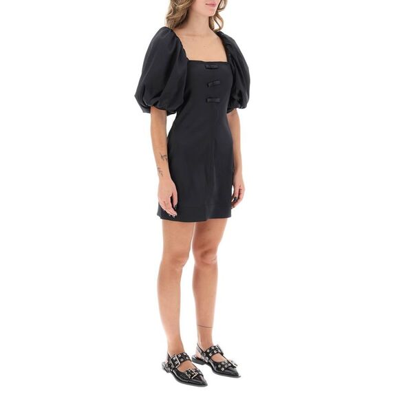 Ganni Satin Mini Dress With Balloon Sleeves Women - Picture 2 of 4